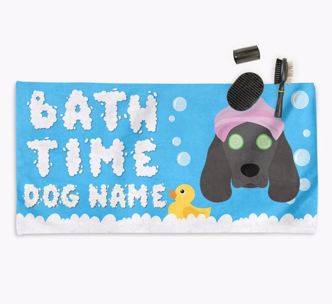 'Bubble Bath Time' Personalised Dog Towel for your {breedCommonName}